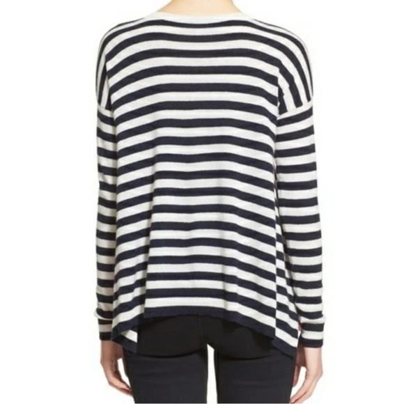 Autumn Cashmere 100% cashmere Pink Striped Lobster Sweater sz S - Picture 3 of 7